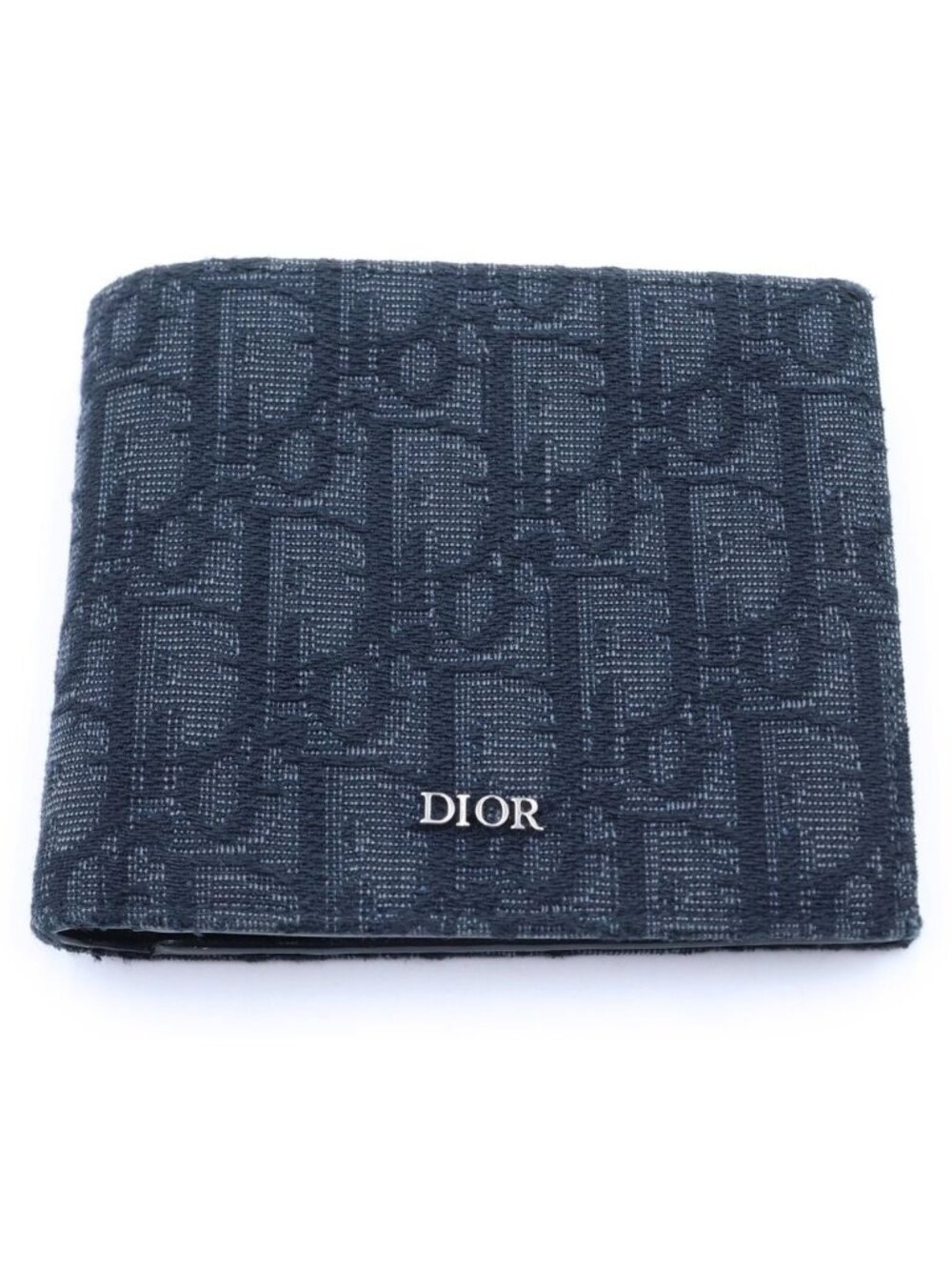 Dior Oblique Bifold Wallet Compact Black Canvas Leather